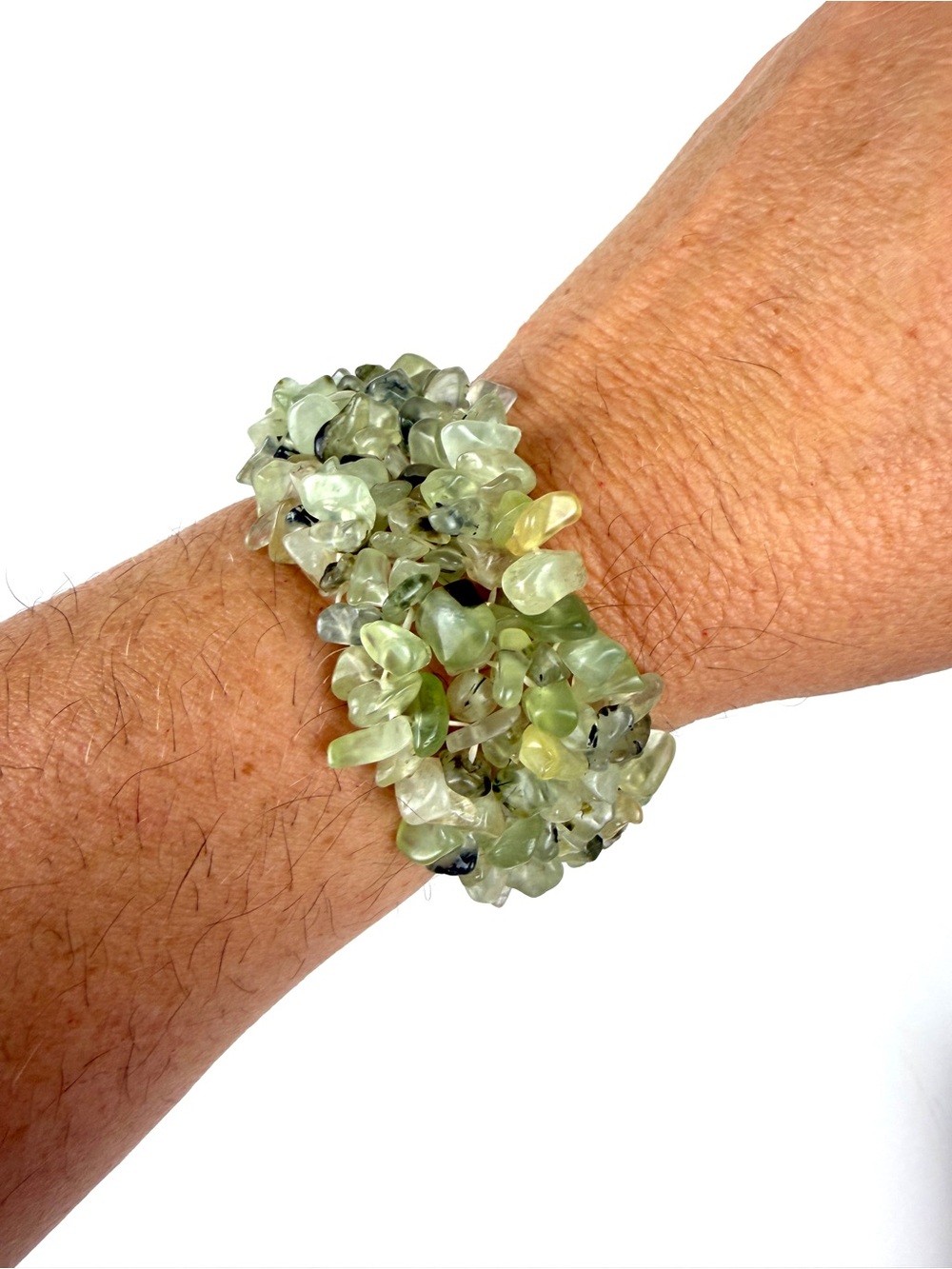 Green Prehnite Chip Stretch Bracelet - Women Jewelry
